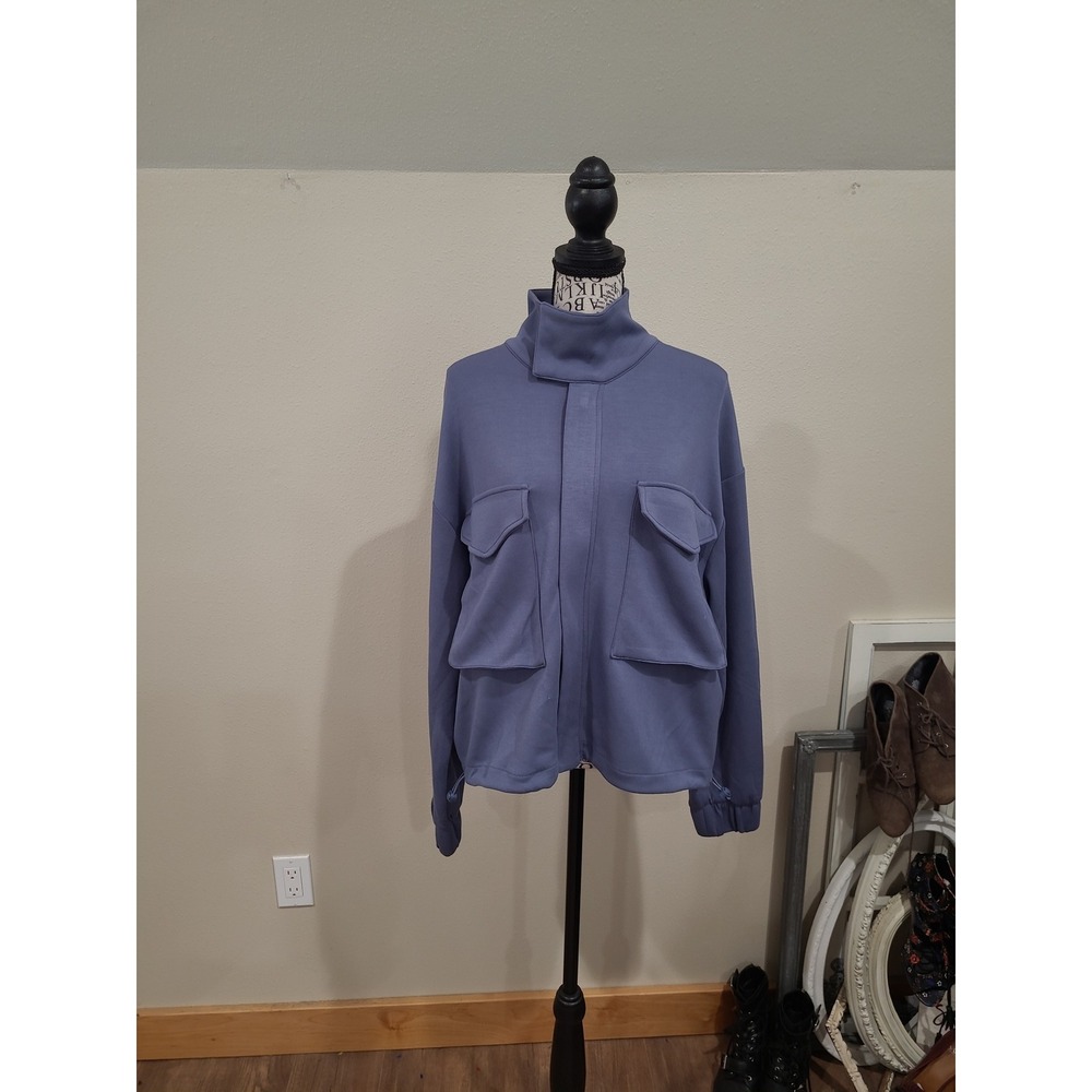 Yogalicious Softlite Scuba Autumn blue jacket cropped relaxed Women SZ M casual